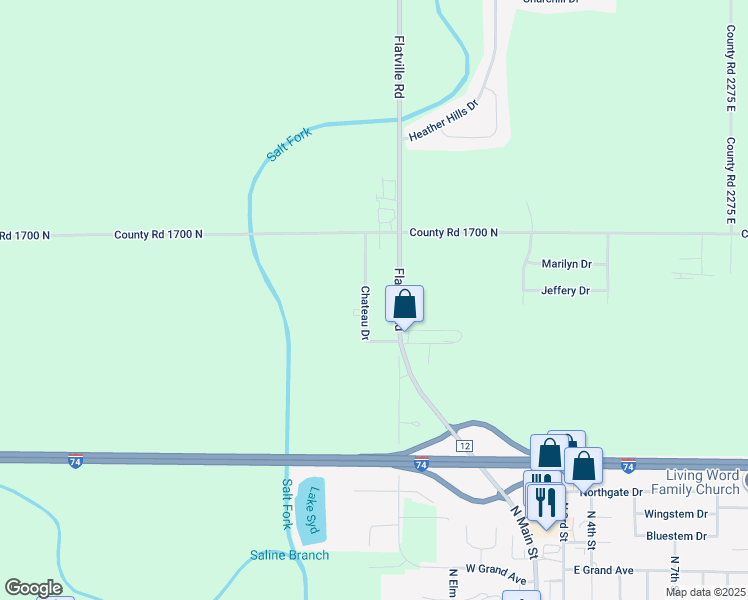 map of restaurants, bars, coffee shops, grocery stores, and more near 1302 Chateau Drive in Saint Joseph