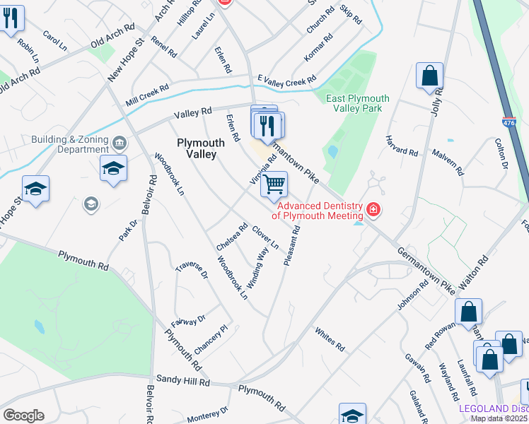 map of restaurants, bars, coffee shops, grocery stores, and more near 810 Renel Road in Plymouth Meeting