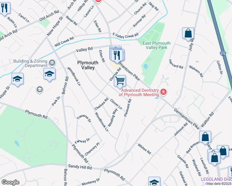 map of restaurants, bars, coffee shops, grocery stores, and more near 810 Renel Road in Plymouth Meeting