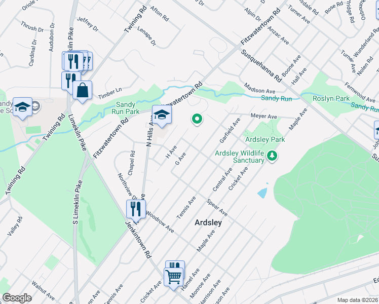 map of restaurants, bars, coffee shops, grocery stores, and more near 847 H Avenue in Glenside