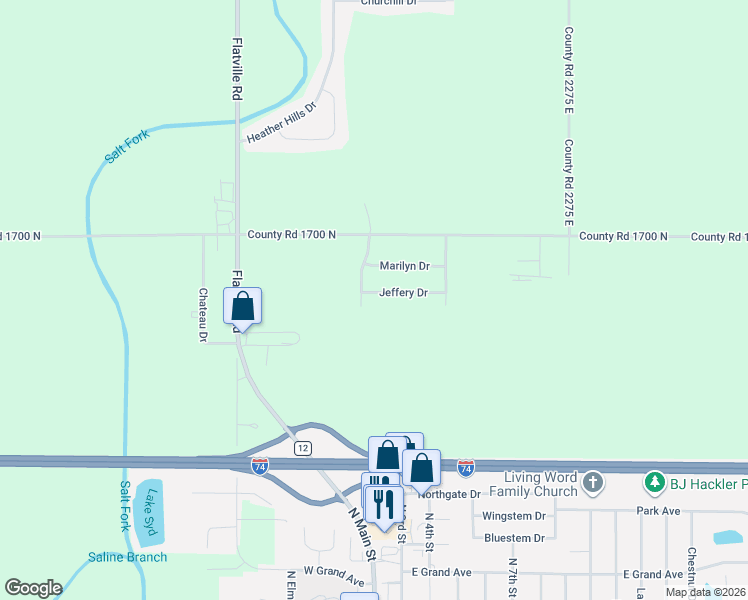 map of restaurants, bars, coffee shops, grocery stores, and more near 2235 Marilyn Drive in Saint Joseph