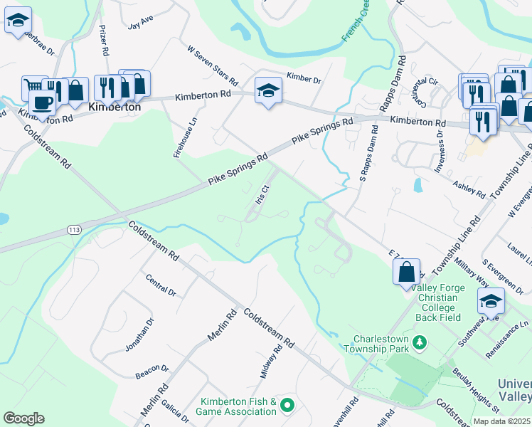map of restaurants, bars, coffee shops, grocery stores, and more near 906 Cherry Wood Court in Phoenixville