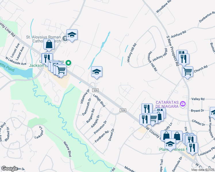 map of restaurants, bars, coffee shops, grocery stores, and more near 11 History Lane in Jackson Township