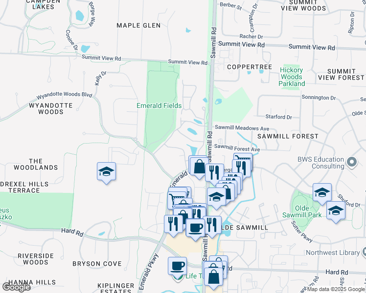 map of restaurants, bars, coffee shops, grocery stores, and more near 3864 Carberry Drive in Dublin
