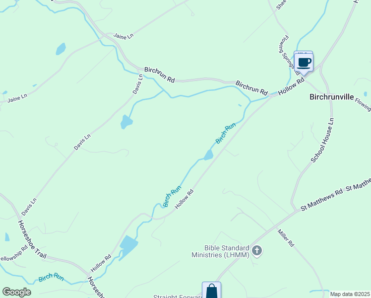 map of restaurants, bars, coffee shops, grocery stores, and more near 1211 Hollow Road in Chester Springs
