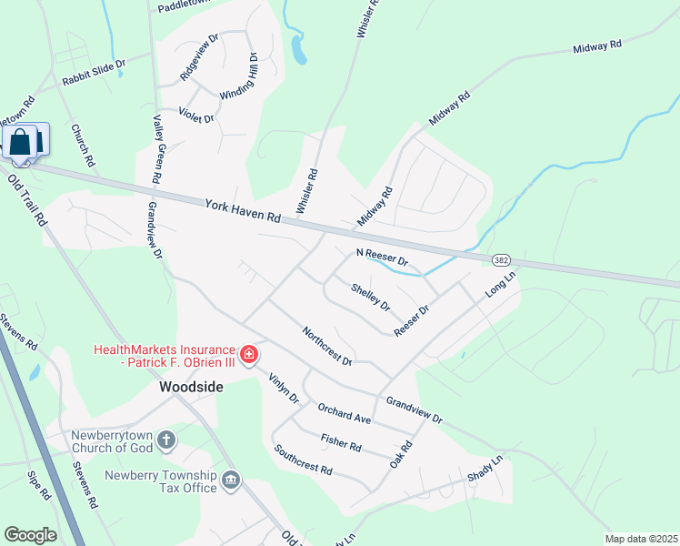 map of restaurants, bars, coffee shops, grocery stores, and more near 115 Shelley Drive in York Haven