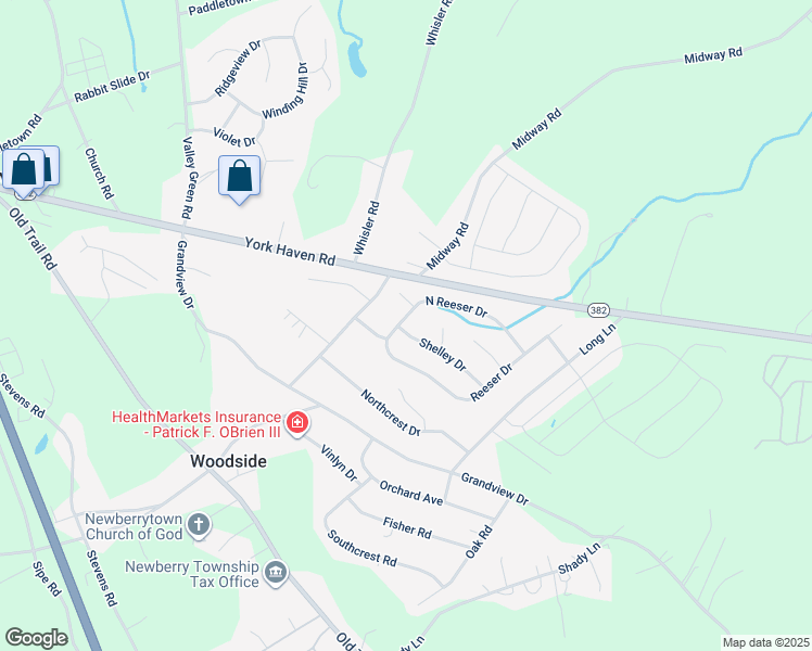 map of restaurants, bars, coffee shops, grocery stores, and more near 115 Shelley Drive in York Haven