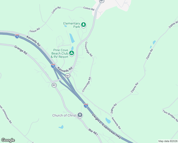 map of restaurants, bars, coffee shops, grocery stores, and more near 106 Crossridge Road in Charleroi