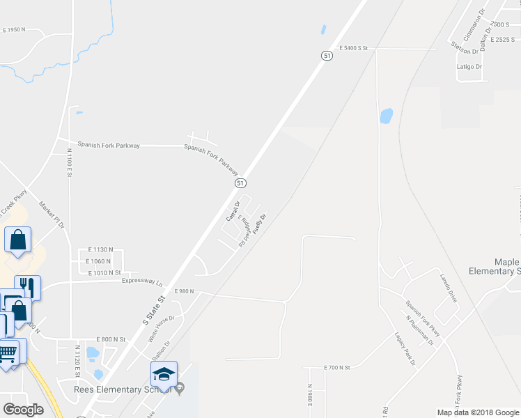 map of restaurants, bars, coffee shops, grocery stores, and more near 1282 Lily Pad Drive in Spanish Fork