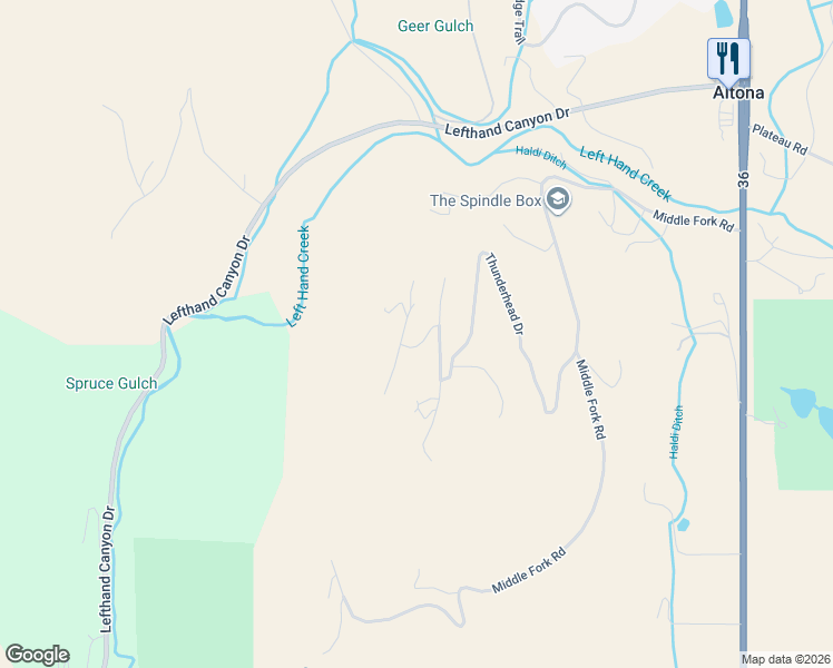 map of restaurants, bars, coffee shops, grocery stores, and more near 8473 Stoneridge Terrace in Boulder