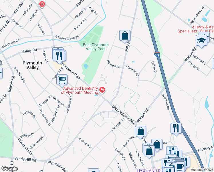 map of restaurants, bars, coffee shops, grocery stores, and more near 810 Holly Court in Plymouth Meeting
