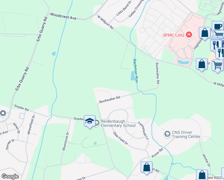 map of restaurants, bars, coffee shops, grocery stores, and more near 309 Chadwyck Lane in Lititz