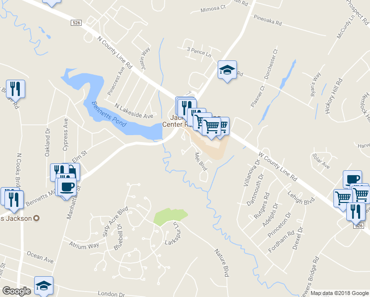 map of restaurants, bars, coffee shops, grocery stores, and more near 29 Renee Court in Jackson