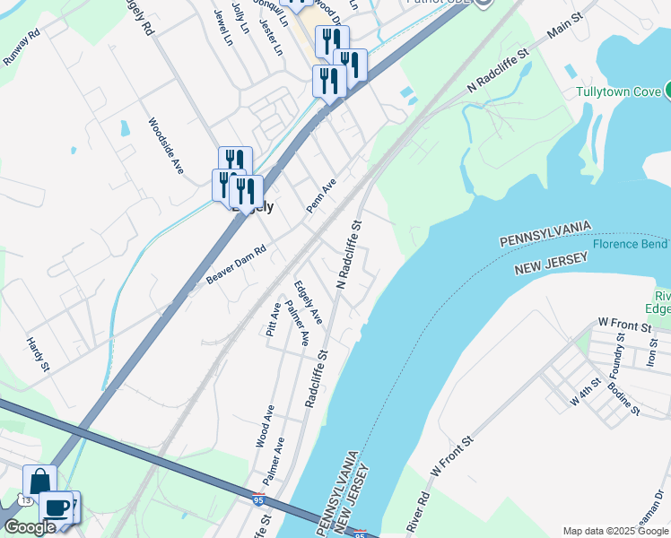 map of restaurants, bars, coffee shops, grocery stores, and more near 7217 North Radcliffe Street in Bristol
