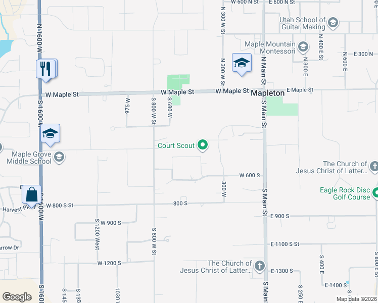 map of restaurants, bars, coffee shops, grocery stores, and more near 646 Fallen Leaf Drive in Mapleton