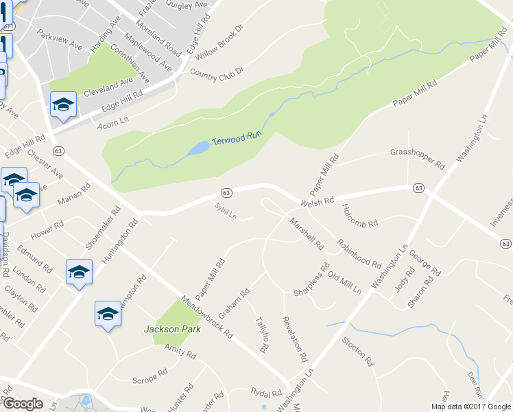 map of restaurants, bars, coffee shops, grocery stores, and more near 1782 Paper Mill Road in Meadowbrook