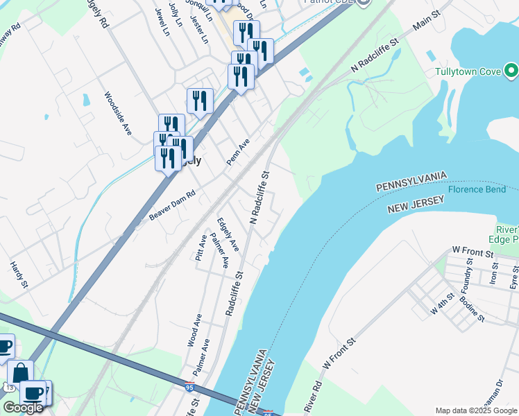 map of restaurants, bars, coffee shops, grocery stores, and more near 7218 North Radcliffe Street in Bristol