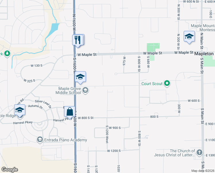 map of restaurants, bars, coffee shops, grocery stores, and more near 469 West 1200 North in Mapleton
