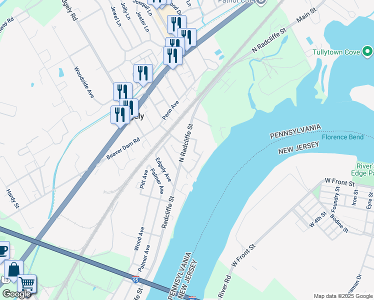 map of restaurants, bars, coffee shops, grocery stores, and more near 7218 North Radcliffe Street in Bristol