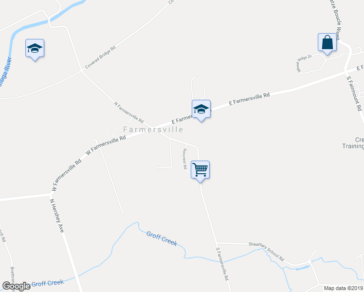 map of restaurants, bars, coffee shops, grocery stores, and more near 506 South Farmersville Road in Ephrata