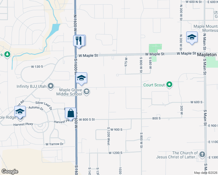 map of restaurants, bars, coffee shops, grocery stores, and more near 469 West 1200 North in Mapleton
