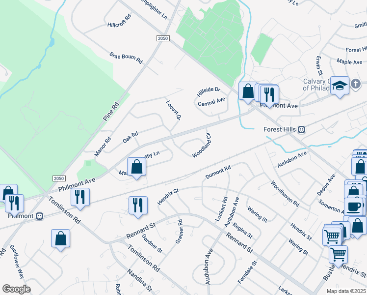 map of restaurants, bars, coffee shops, grocery stores, and more near 15 Simons Way in Montgomery County