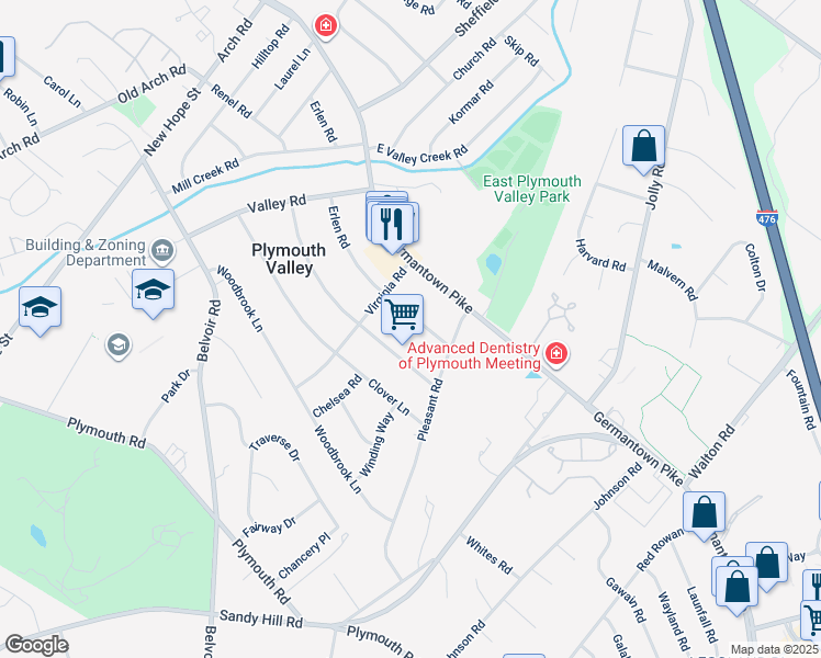 map of restaurants, bars, coffee shops, grocery stores, and more near 810 Erlen Road in Plymouth Meeting