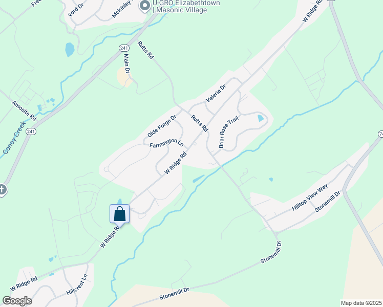 map of restaurants, bars, coffee shops, grocery stores, and more near 702 W Ridge Rd in Elizabethtown