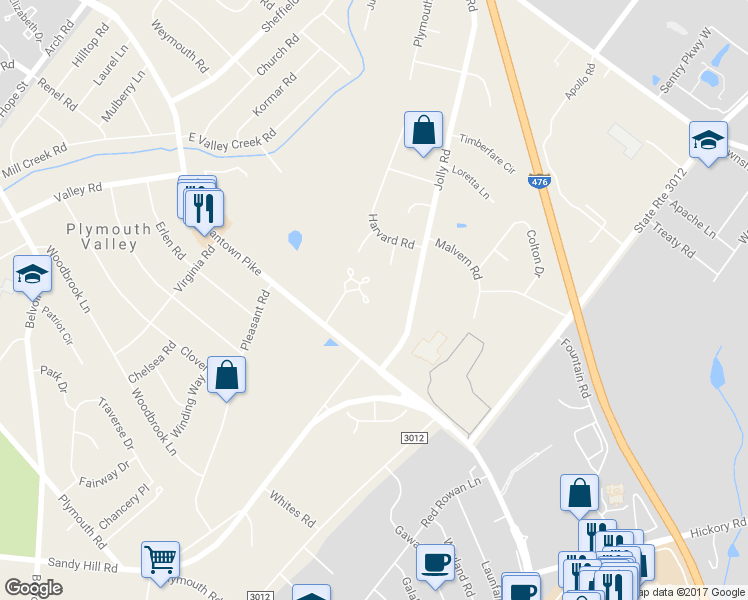 map of restaurants, bars, coffee shops, grocery stores, and more near 810 Holly Court in Plymouth Meeting