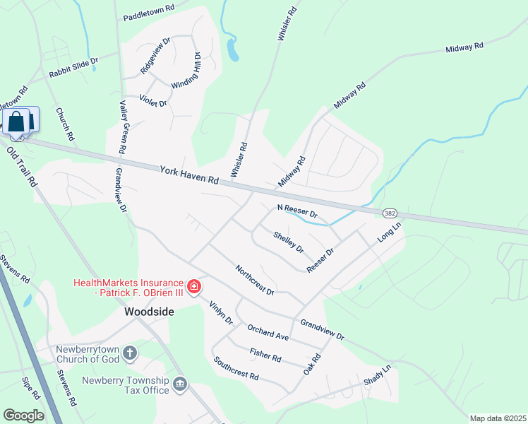 map of restaurants, bars, coffee shops, grocery stores, and more near 10 Crestview Court in York Haven