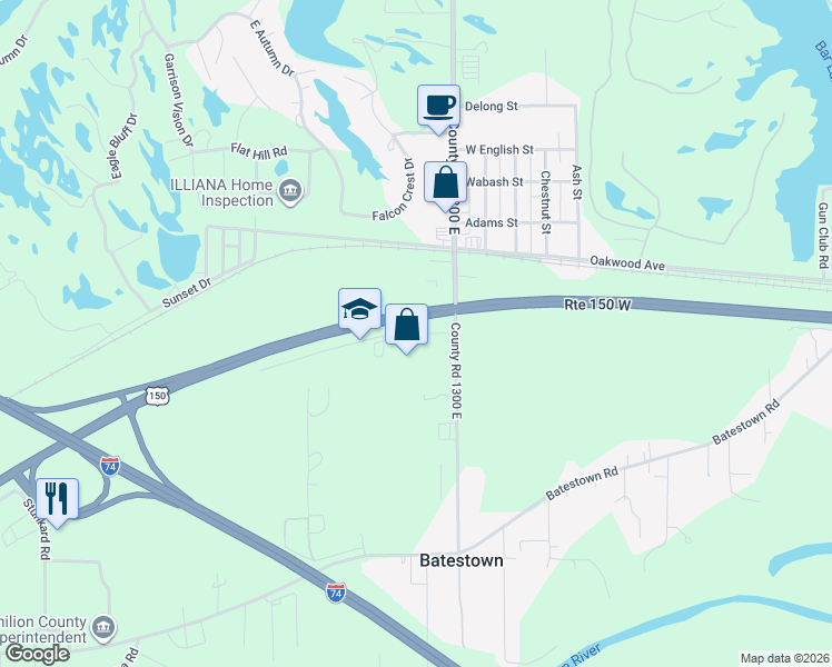 map of restaurants, bars, coffee shops, grocery stores, and more near 2201 Kickapoo Dr in Danville