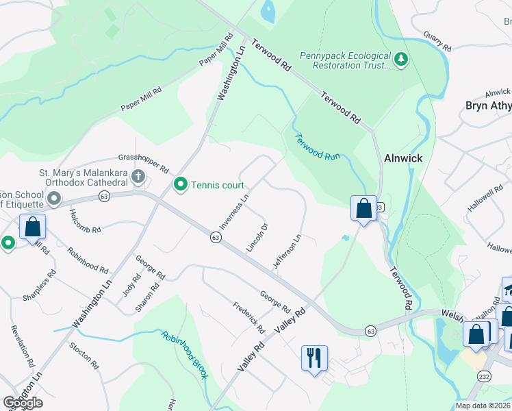 map of restaurants, bars, coffee shops, grocery stores, and more near 1171 Lincoln Drive in Montgomery County