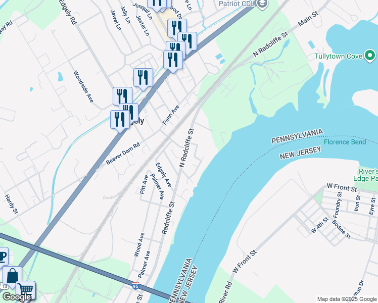 map of restaurants, bars, coffee shops, grocery stores, and more near 7224 North Radcliffe Street in Bristol