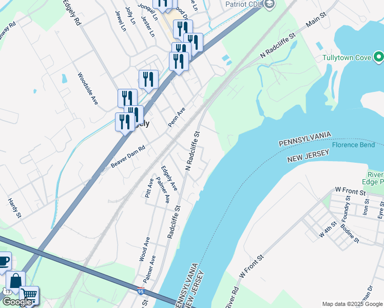 map of restaurants, bars, coffee shops, grocery stores, and more near 7226 North Radcliffe Street in Bristol
