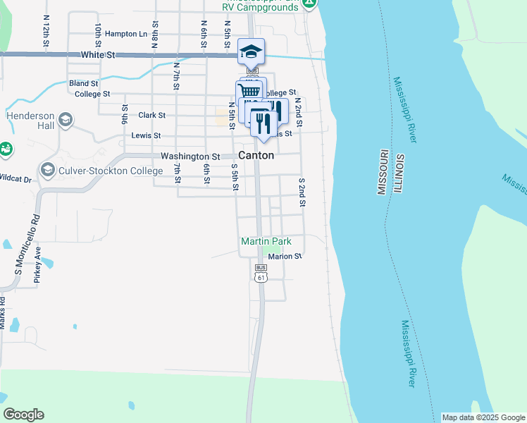 map of restaurants, bars, coffee shops, grocery stores, and more near 317-399 Jefferson Street in Canton