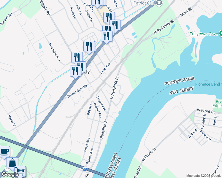 map of restaurants, bars, coffee shops, grocery stores, and more near 7225 North Radcliffe Street in Bristol