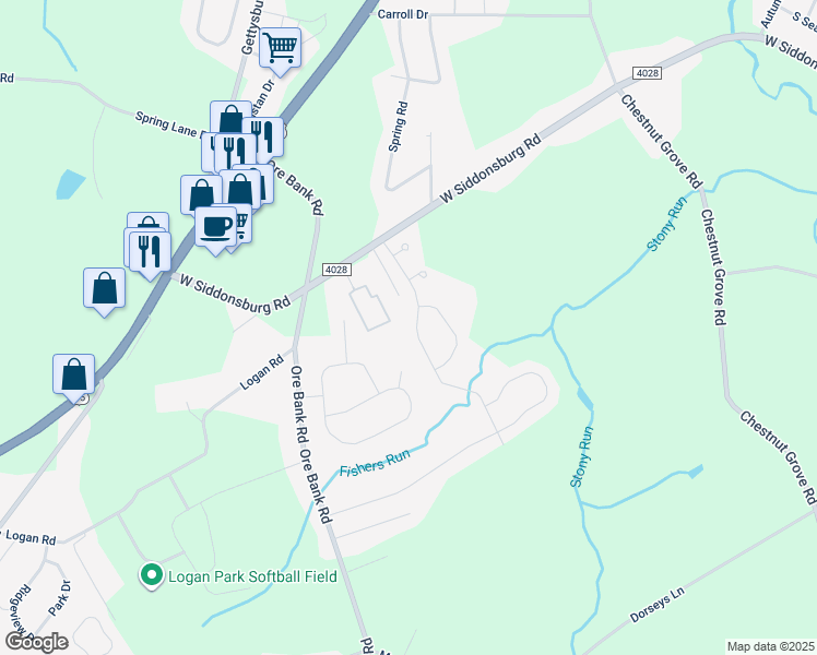 map of restaurants, bars, coffee shops, grocery stores, and more near 122 Stonebridge Drive in Dillsburg