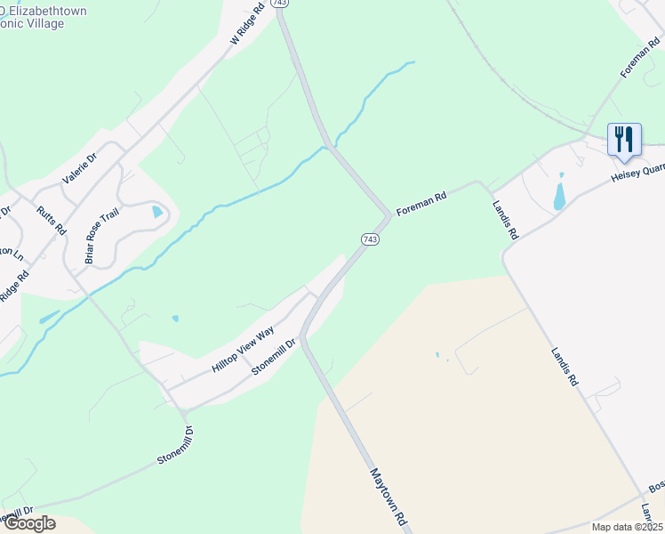 map of restaurants, bars, coffee shops, grocery stores, and more near 863 Maytown Road in Elizabethtown