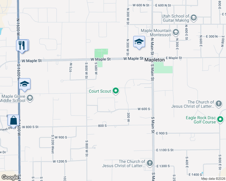 map of restaurants, bars, coffee shops, grocery stores, and more near 646 Fallen Leaf Drive in Mapleton