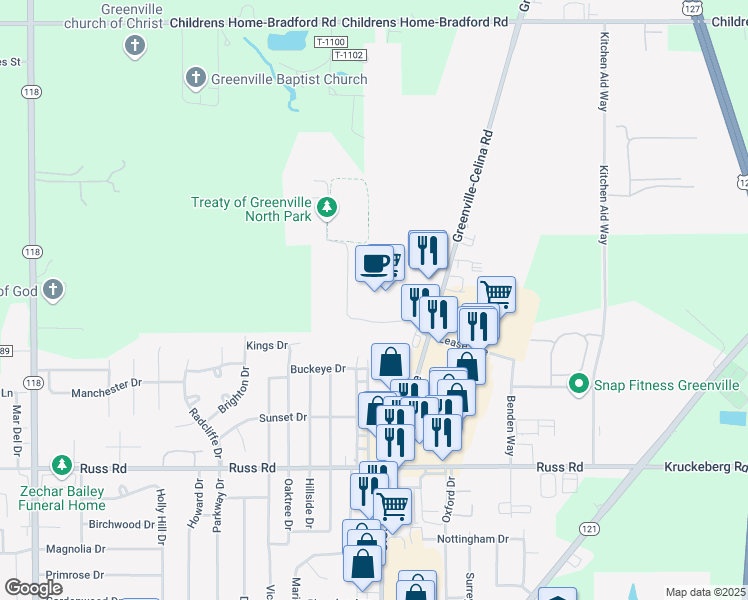 map of restaurants, bars, coffee shops, grocery stores, and more near 200 Lease Avenue in Greenville