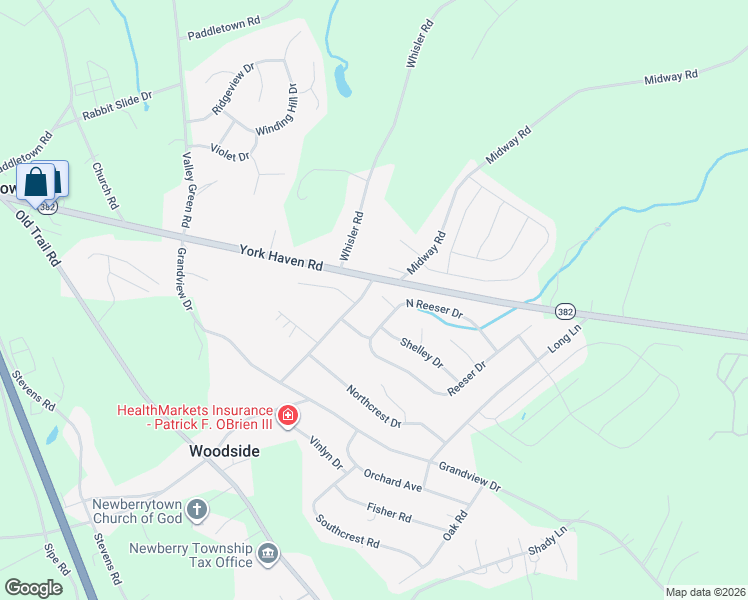 map of restaurants, bars, coffee shops, grocery stores, and more near 10 Crestview Court in York Haven