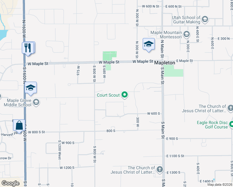 map of restaurants, bars, coffee shops, grocery stores, and more near 646 Fallen Leaf Drive in Mapleton