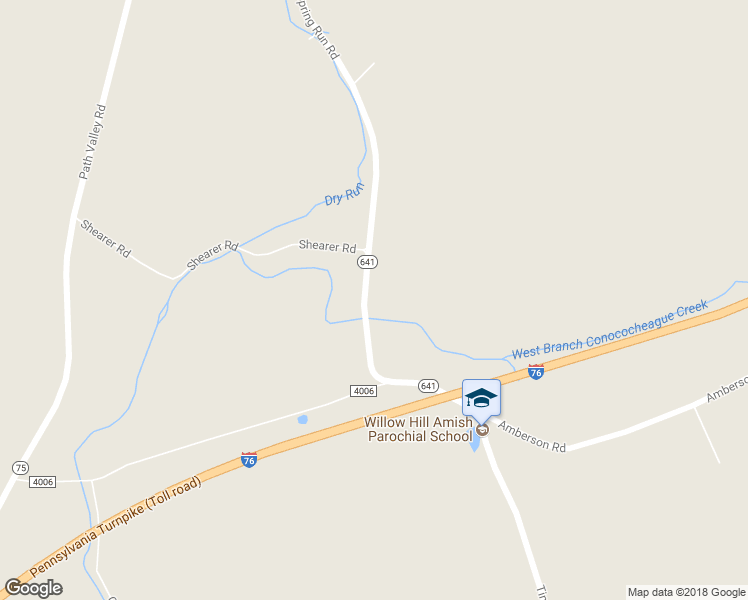 map of restaurants, bars, coffee shops, grocery stores, and more near 18045 Spring Run Road in Spring Run