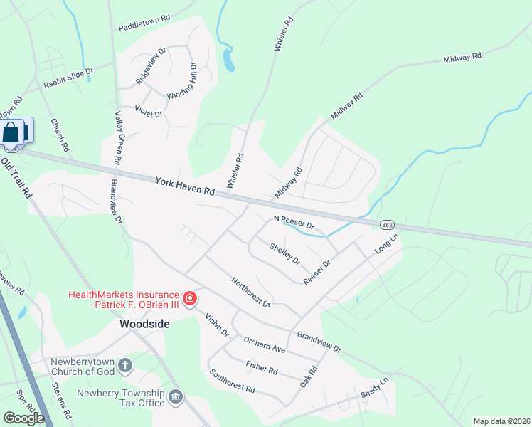 map of restaurants, bars, coffee shops, grocery stores, and more near 10 Crestview Court in York Haven