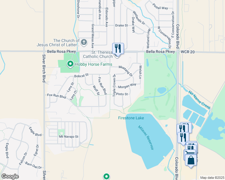 map of restaurants, bars, coffee shops, grocery stores, and more near 8719 Triple Crown Drive in Frederick