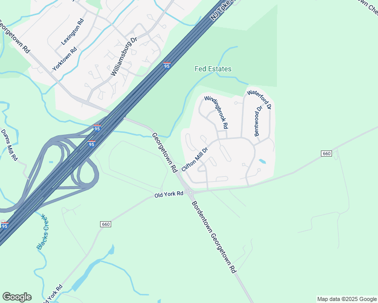map of restaurants, bars, coffee shops, grocery stores, and more near 11 Coventry Court in Bordentown