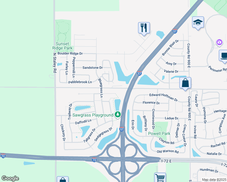 map of restaurants, bars, coffee shops, grocery stores, and more near 1202 Myrtle Beach Avenue in Champaign