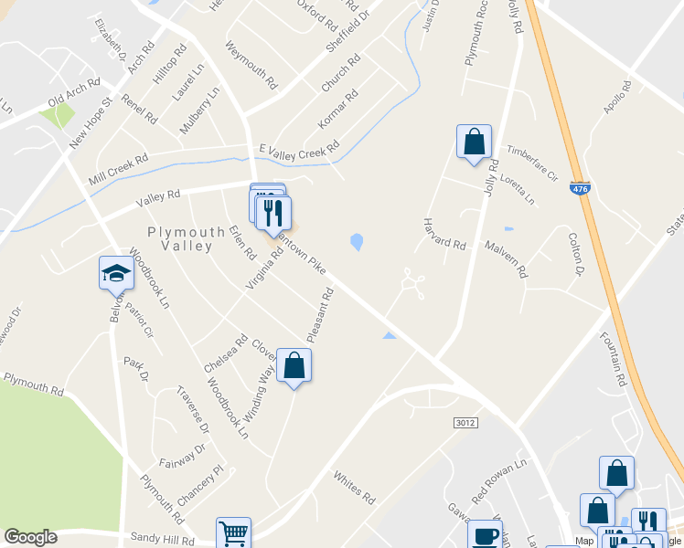 map of restaurants, bars, coffee shops, grocery stores, and more near 904 Germantown Pike in Plymouth Meeting