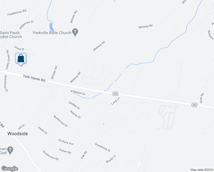 map of restaurants, bars, coffee shops, grocery stores, and more near 250 Lark Drive in York Haven