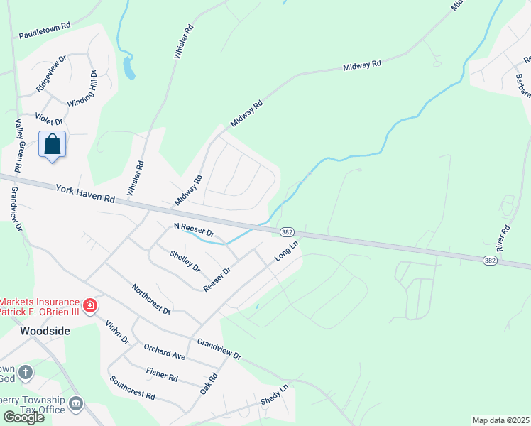 map of restaurants, bars, coffee shops, grocery stores, and more near 250 Lark Drive in York Haven